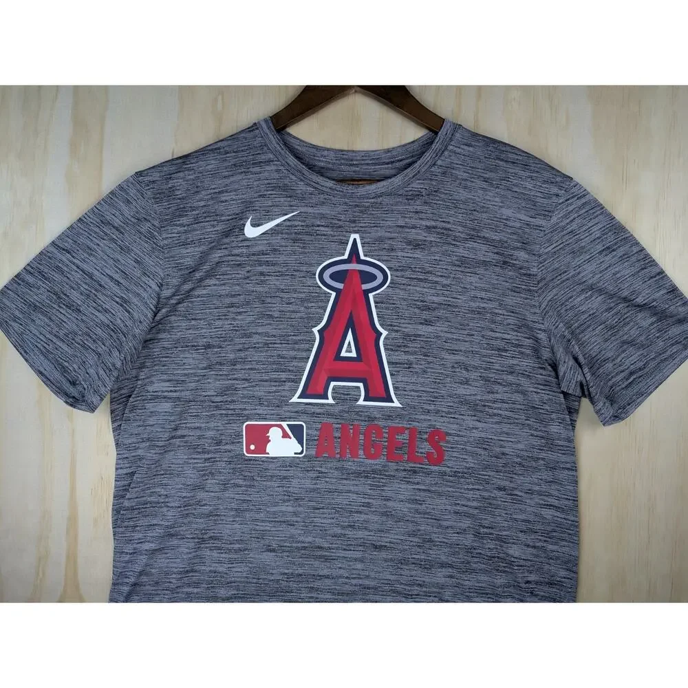 Nike Men's Large Los Angeles Angels MLB Authentic Team Issued T-Shirt Grey